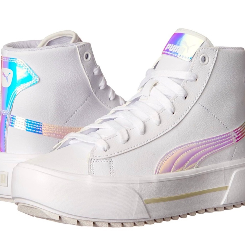 PUMA Women's Kaia Mid Lace Up Platform Sneaker White 8